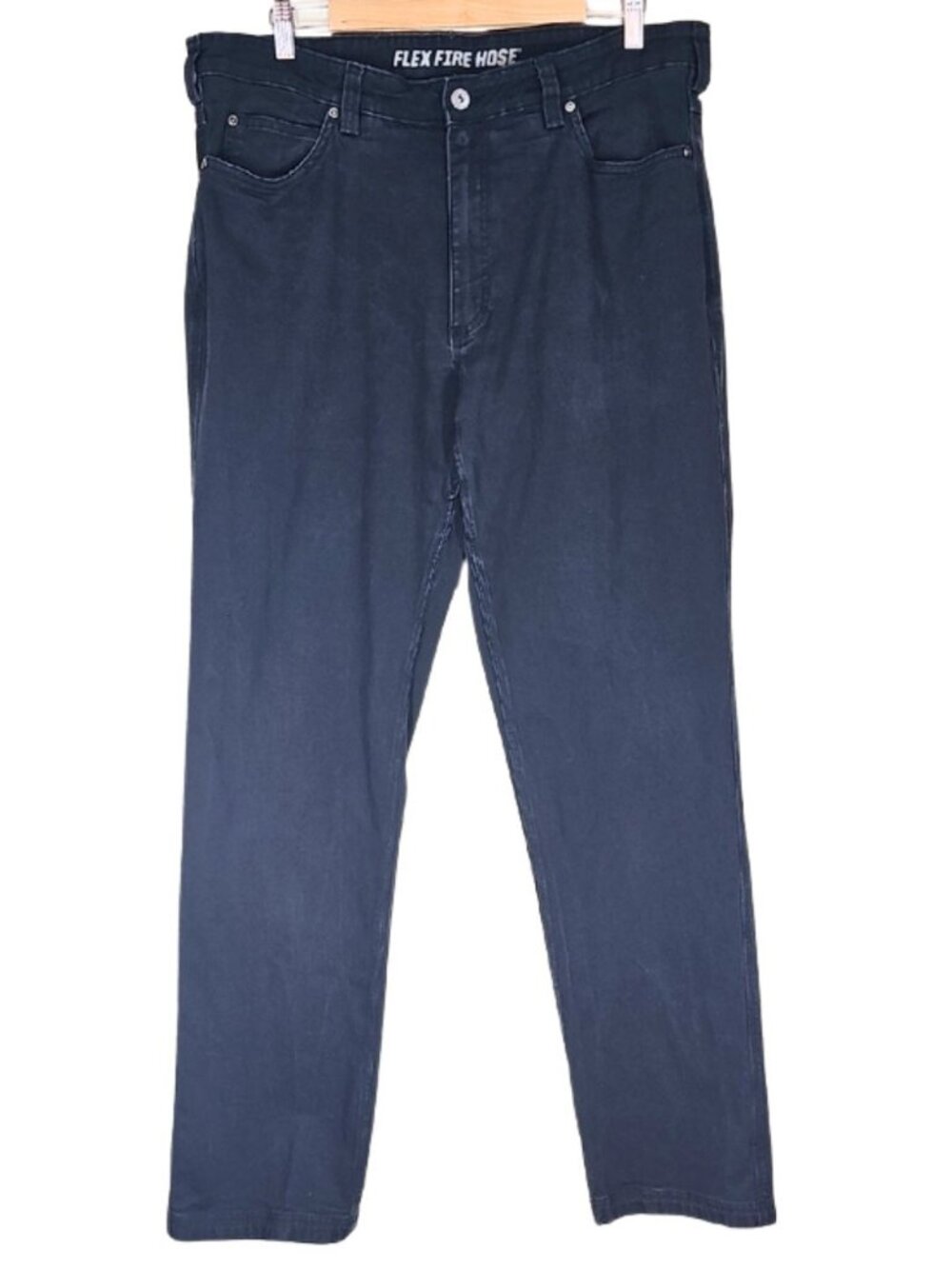 Duluth Trading Flex Fire Hose Relaxed Fit 5-Pocket Pants Men's 38×36 Navy Canvas